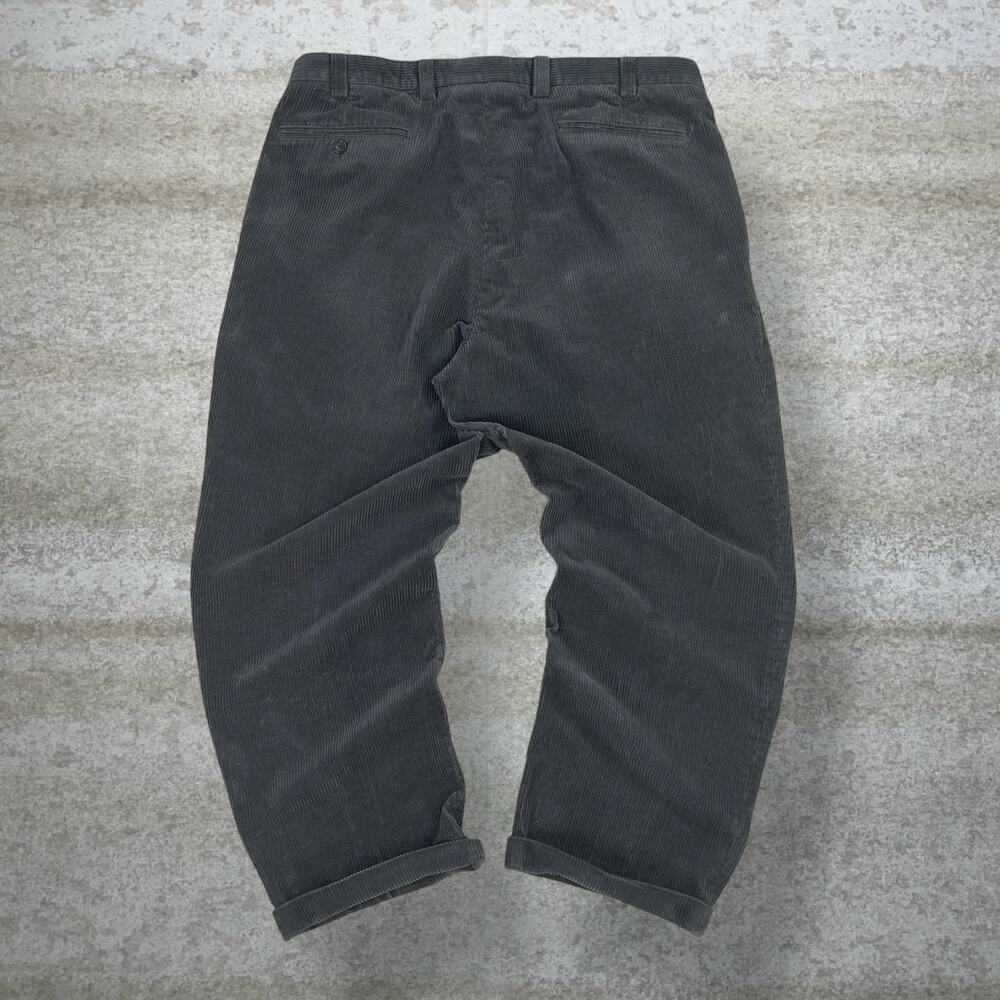 Vintage 90s Orvis Corduroy Pants 38x28 Baggy Wide Leg Dark Grey Pleated Front